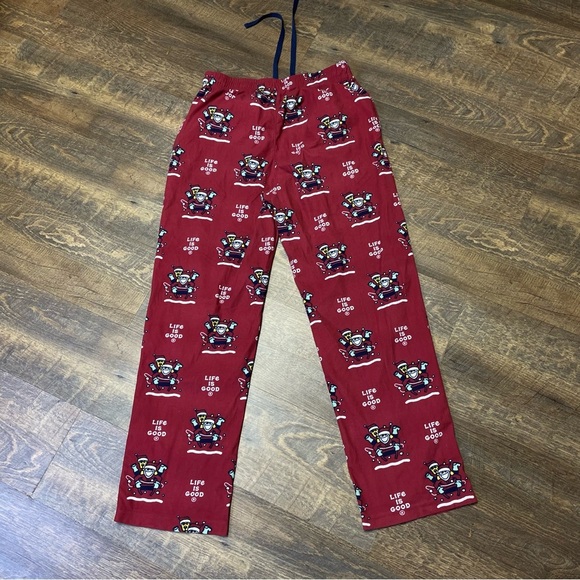 Life Is Good Pajama Pants Men Small Red Dog Sled Christmas Holiday Sleepwear - Picture 8 of 10